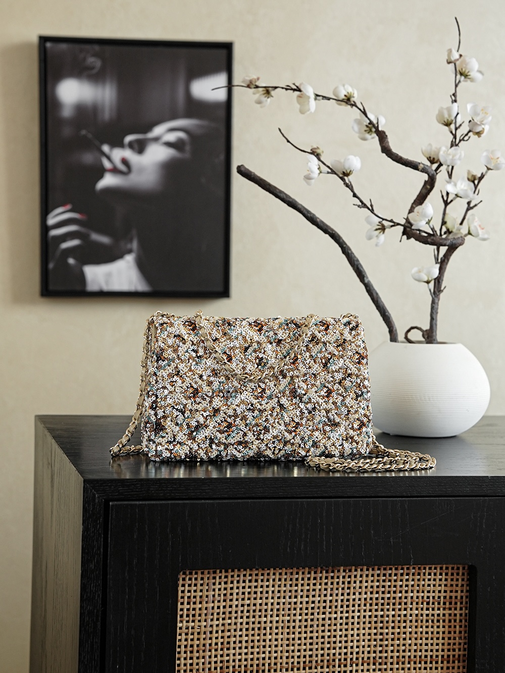 Chanel 샤넬 시퀸 자수 미니 CF 핸드백 (20cm) 숄더백 가방