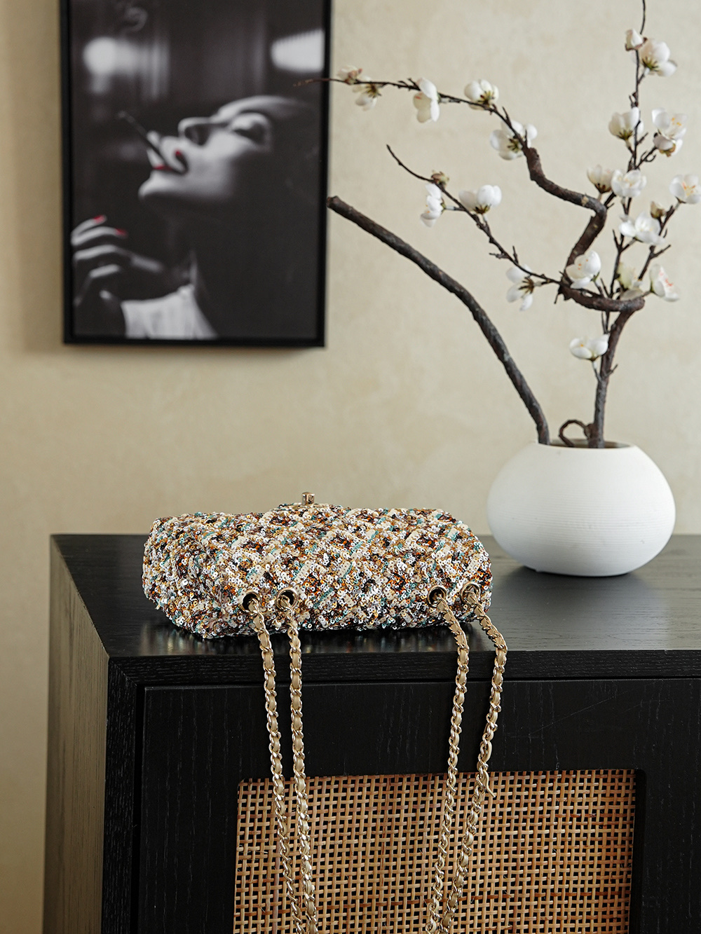 Chanel 샤넬 시퀸 자수 미니 CF 핸드백 (20cm) 숄더백 가방