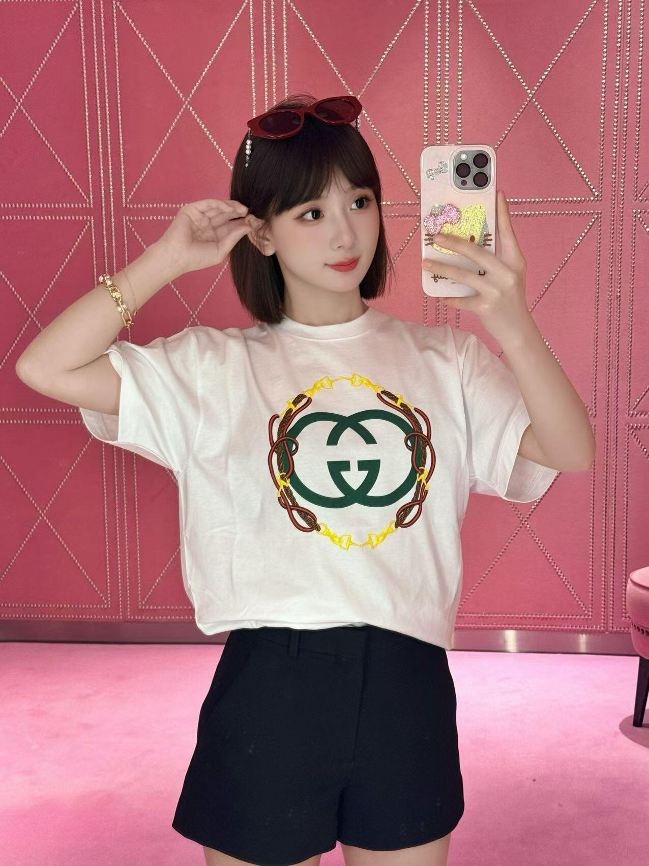 Gucci 구찌 고삐 프린트 크루넥 반팔 티셔츠 의류