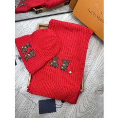 LV 루이비통 울 혼방 모자 & 목도리 세트