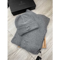 Chanel 샤넬 울 혼방 모자 & 목도리 세트