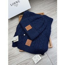 LOEWE 로에베 울 & 토끼털 모자·목도리 세트