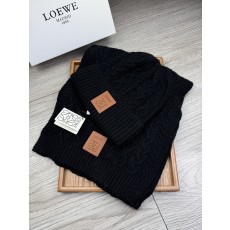 LOEWE 로에베 울 & 토끼털 모자·목도리 세트