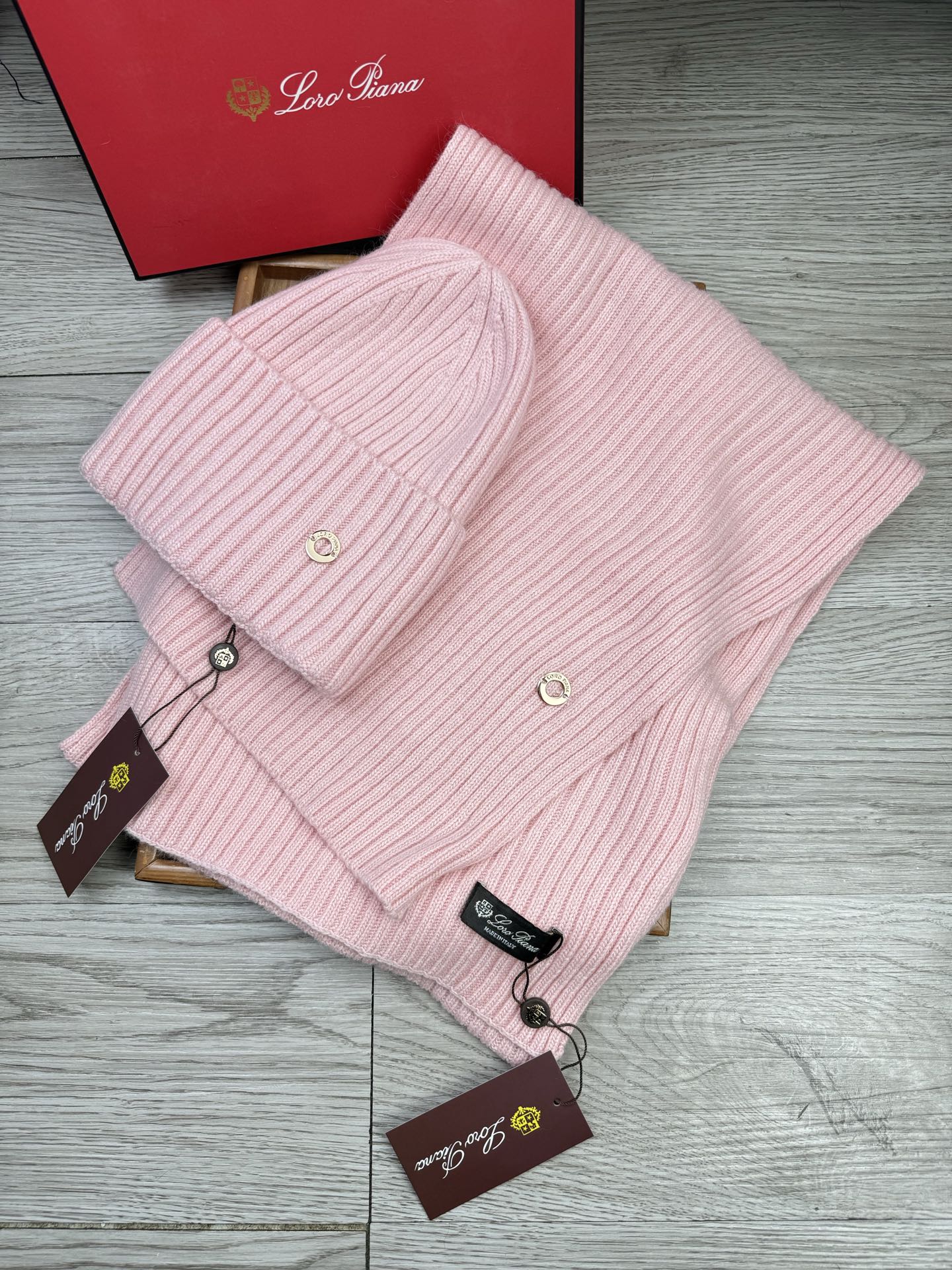 Loro Piana 로로피아나 울 & 토끼털 모자·목도리 세트