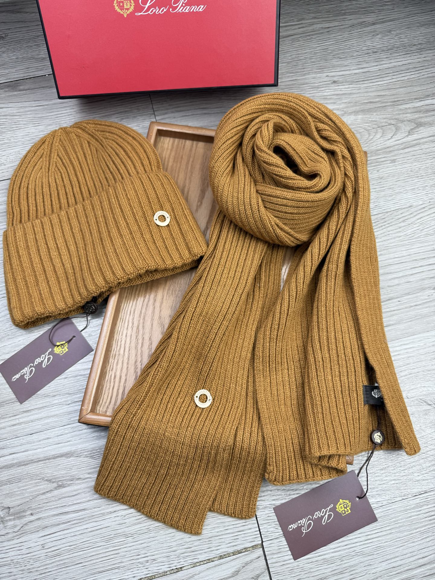 Loro Piana 로로피아나 울 & 토끼털 모자·목도리 세트