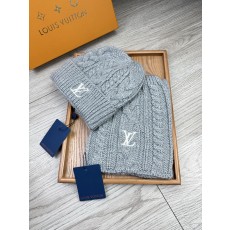 Louis Vuitton LV 루이비통 울 & 토끼털 모자·넥워머 세트