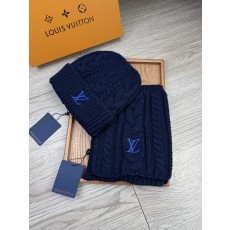 Louis Vuitton LV 루이비통 울 & 토끼털 모자·넥워머 세트