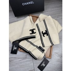 Chanel 샤넬 울 & 토끼털 모자·목도리 세트