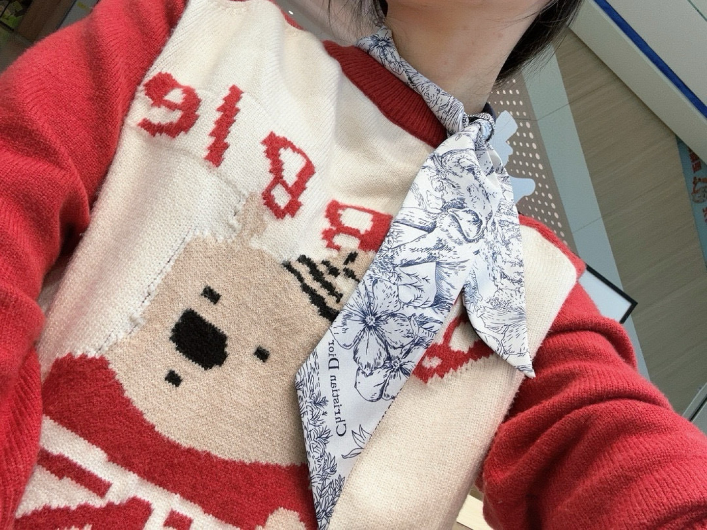 Dior CD 디올 더블 레이어 트윌리 스카프