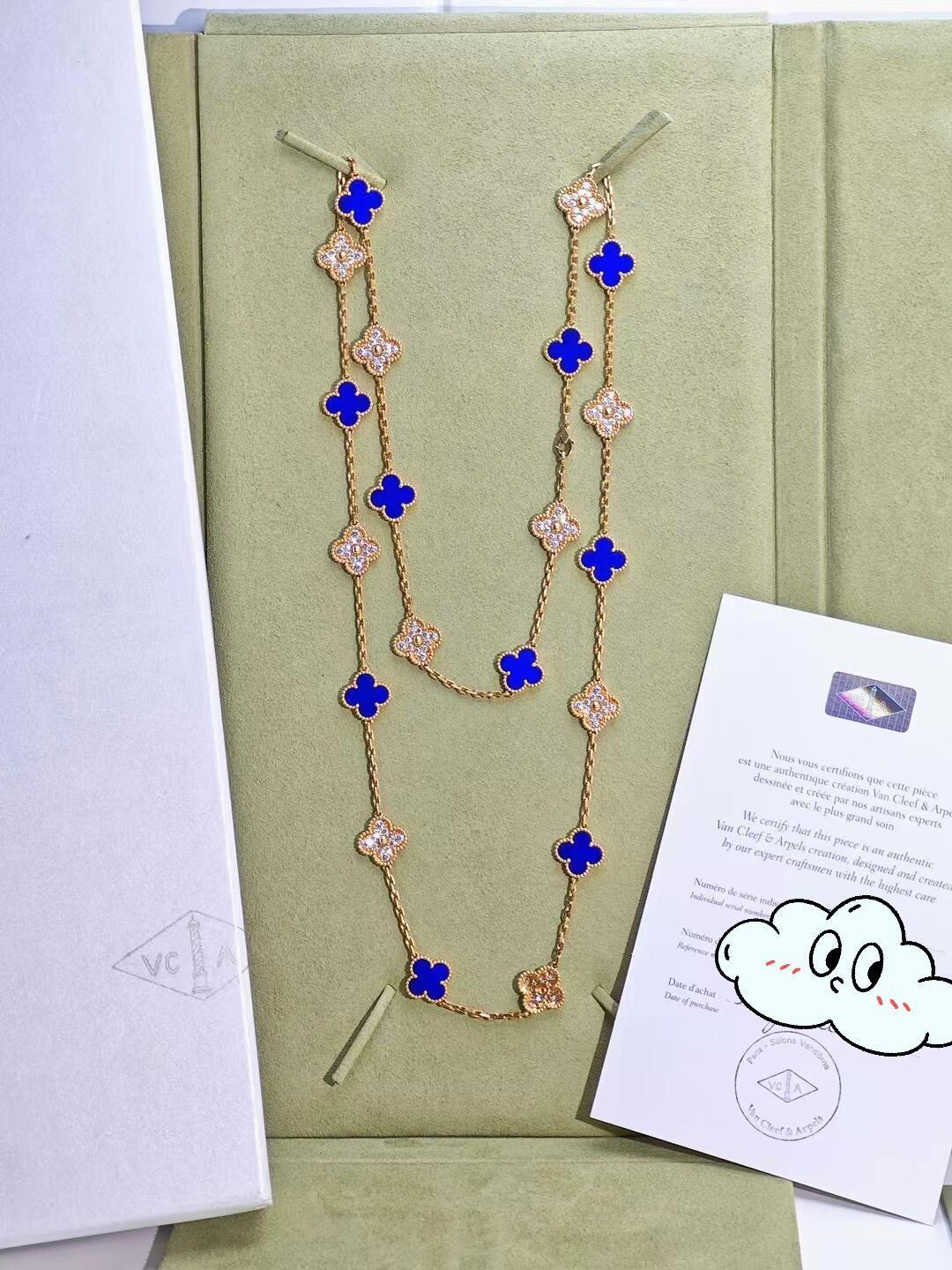 Van Cleef & Arpels 반클리프 앤 아펠(VCA) 블루 사파이어 다이아 20모티프 롱 목걸이