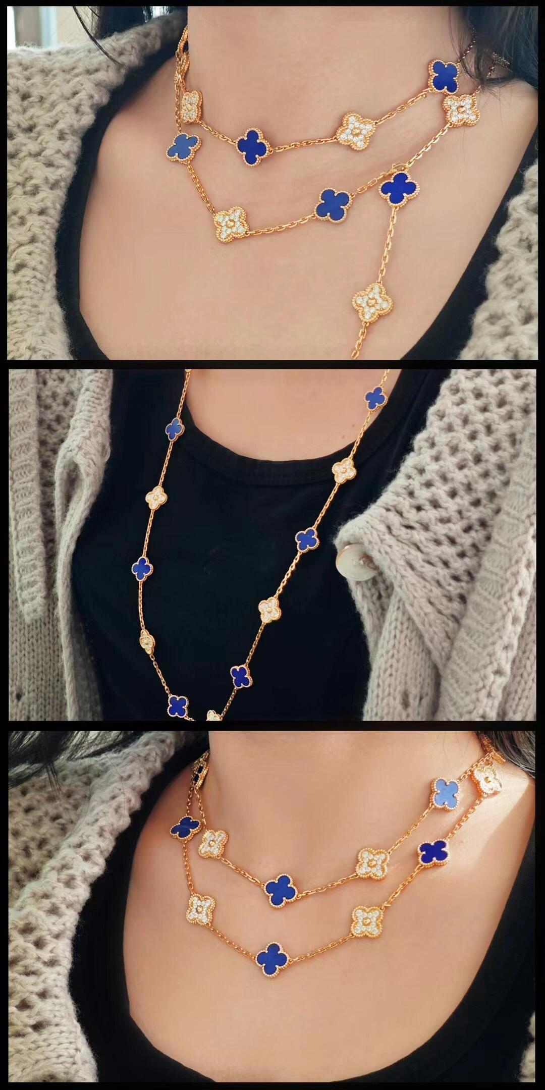 Van Cleef & Arpels 반클리프 앤 아펠(VCA) 블루 사파이어 다이아 20모티프 롱 목걸이