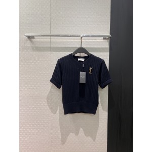 YSL 생로랑 브로치 골지 반팔 니트 의류