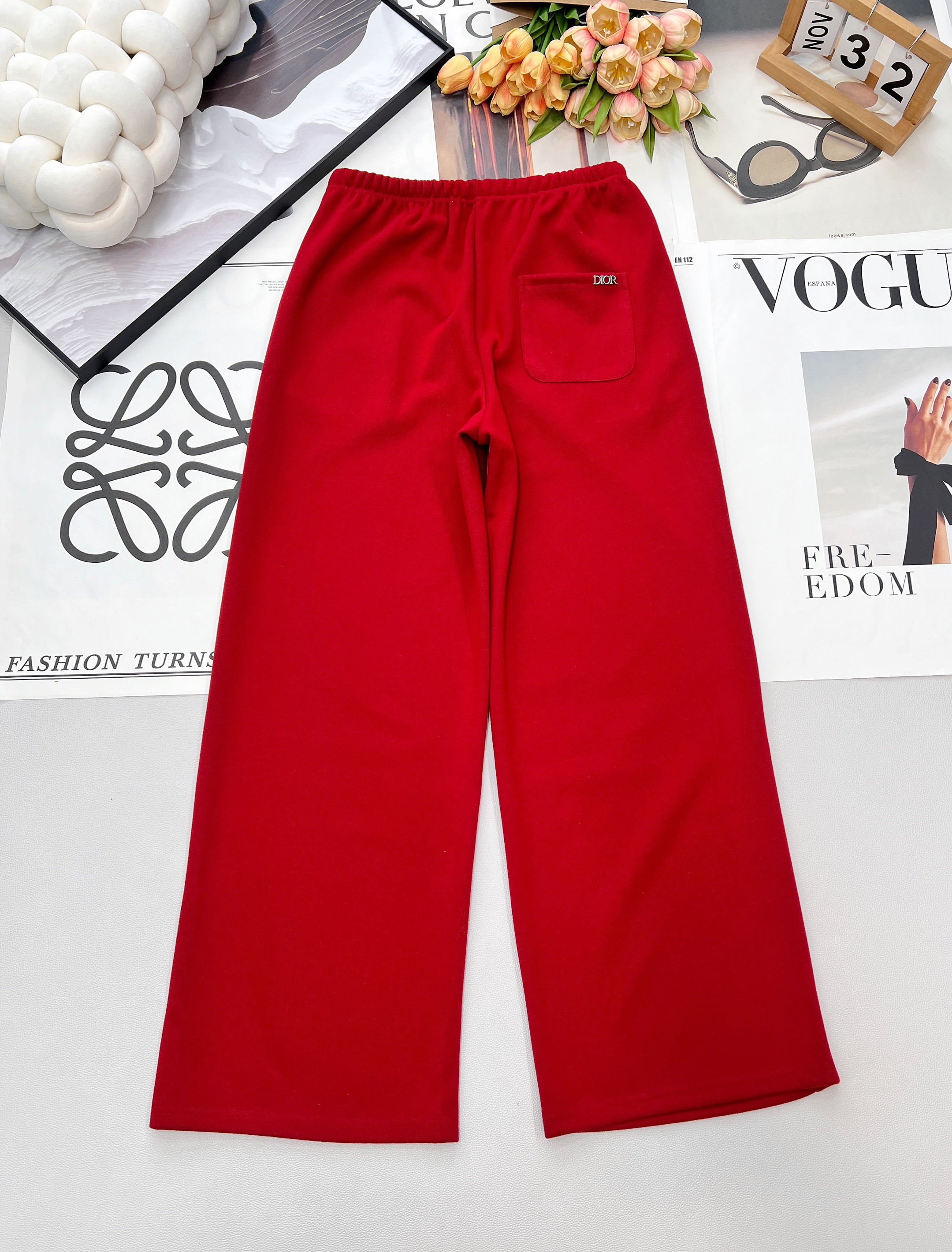 Dior CD 디올 레터링 자수 와이드 트레이닝 팬츠 바지 의류