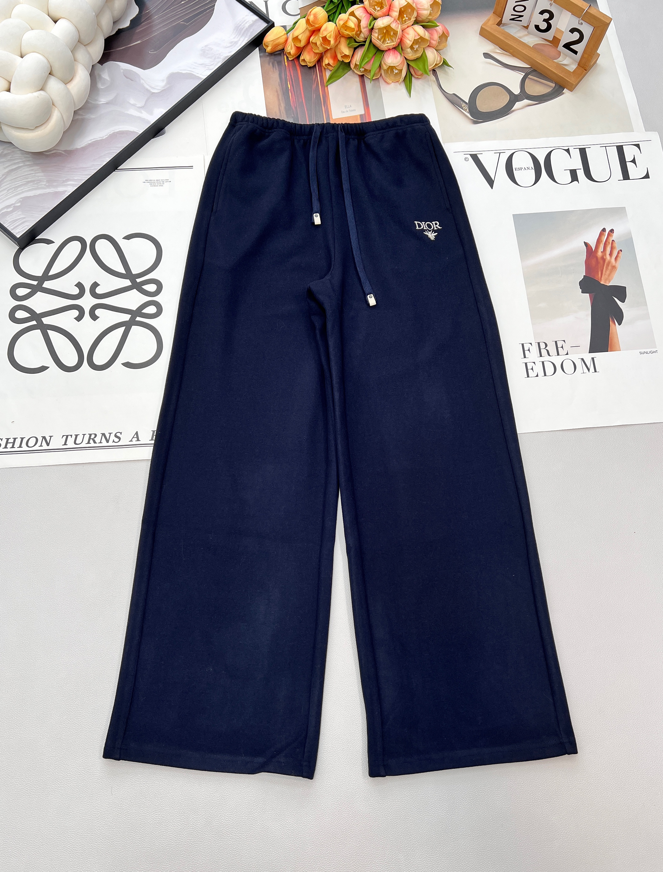 Dior CD 디올 레터링 자수 와이드 트레이닝 팬츠 바지 의류
