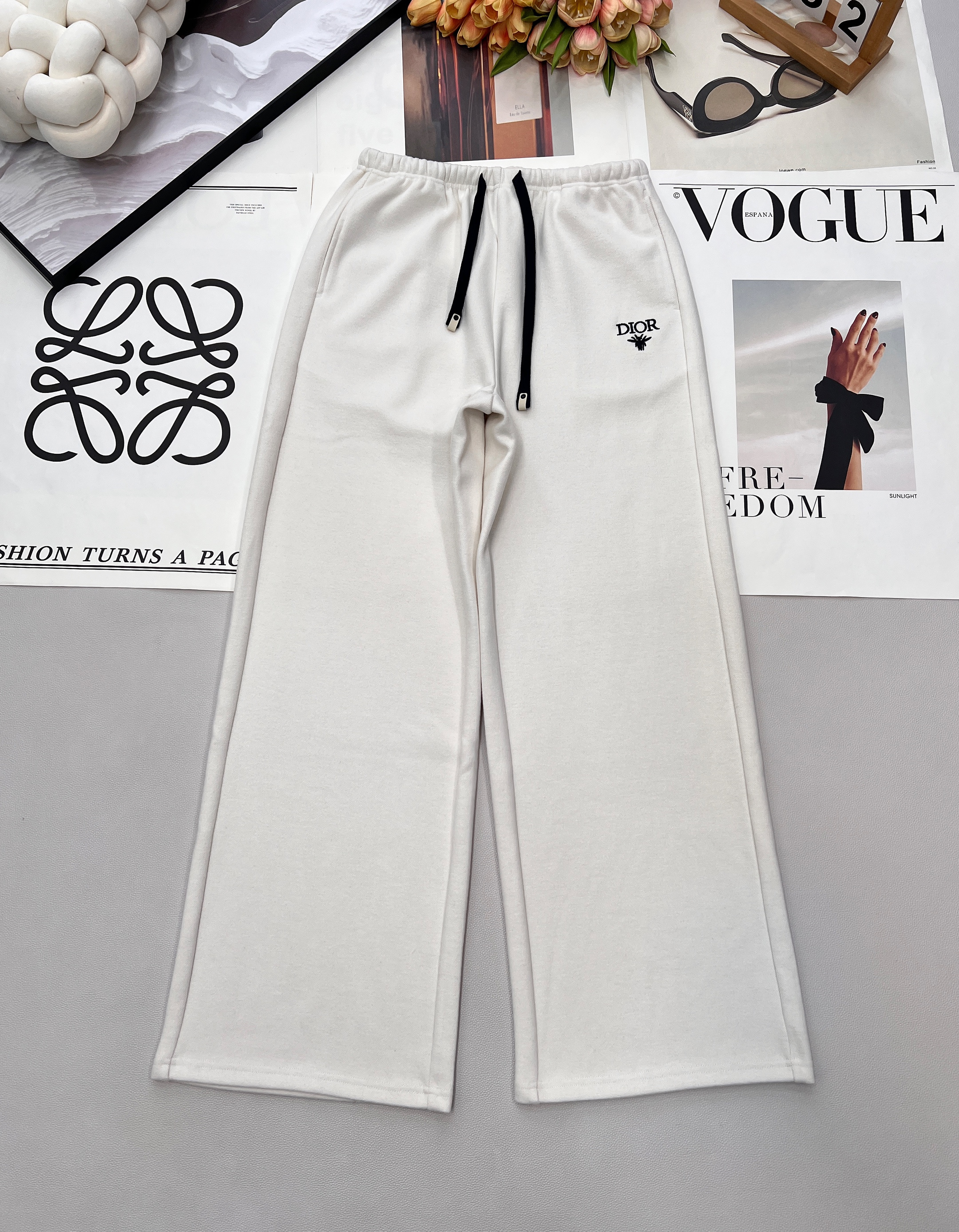 Dior CD 디올 레터링 자수 와이드 트레이닝 팬츠 바지 의류