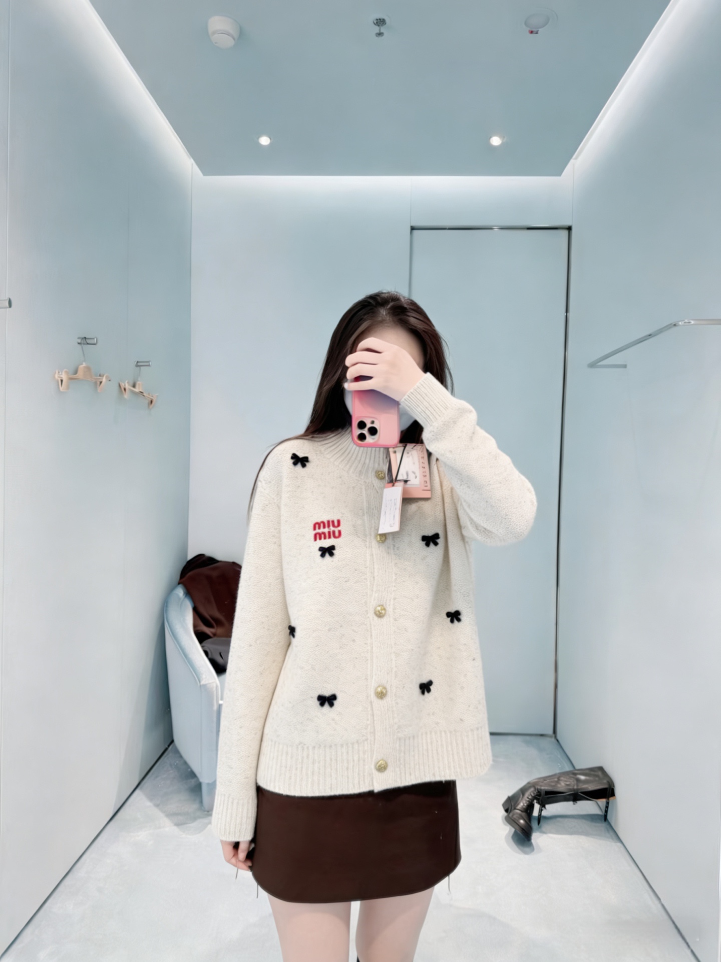 miumiu 미우미우 리본 글리터 니트 가디건 의류