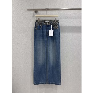 Dior CD 디올 오블리크 배색 직통 데님 팬츠 청바지 의류