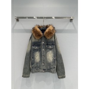 Balenciaga 발렌시아가 퍼 카라 데님 자켓 재킷 의류