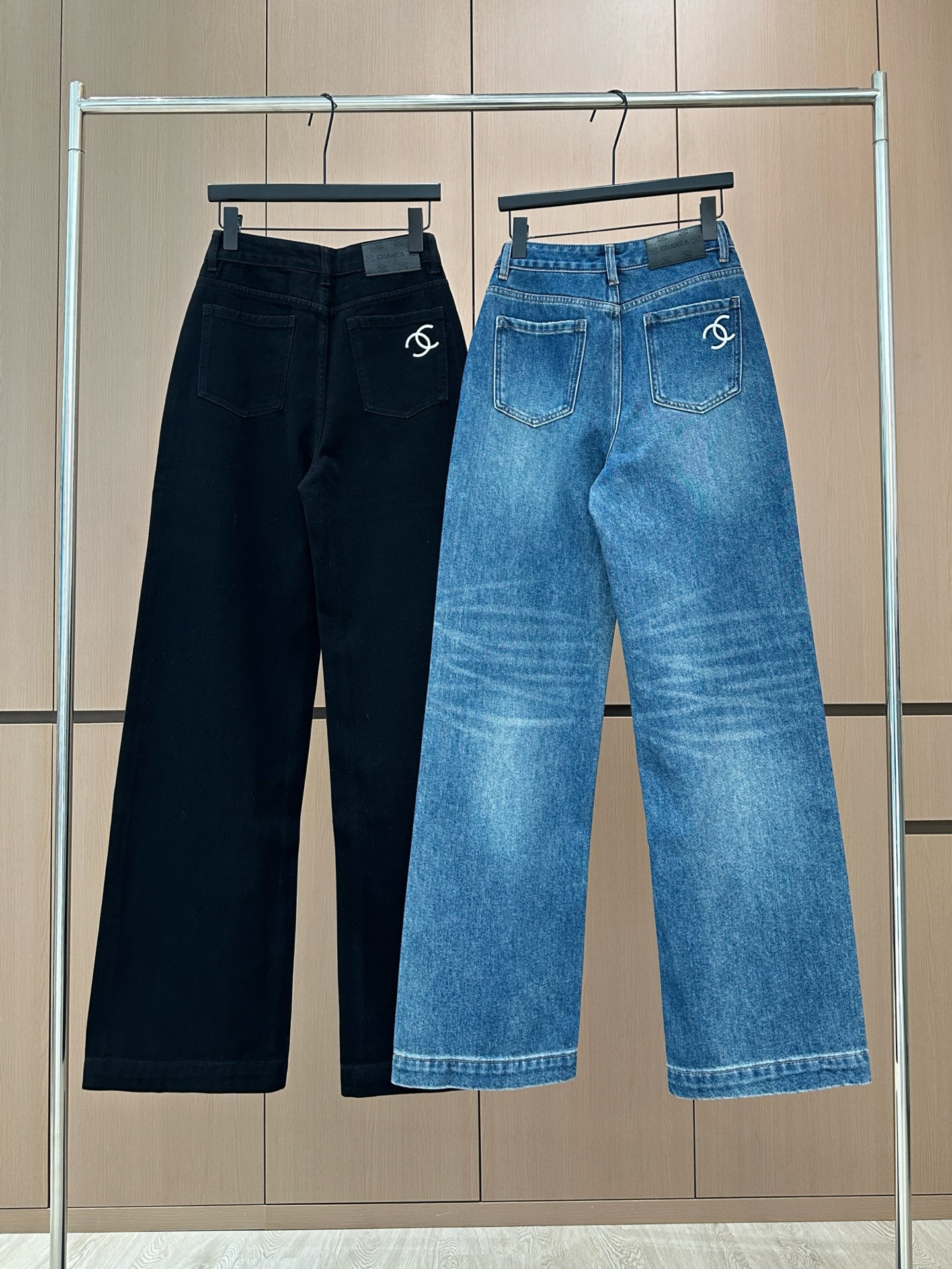 Chanel 샤넬 레터링 자수 더블 포켓 기모 데님 팬츠 청바지 의류