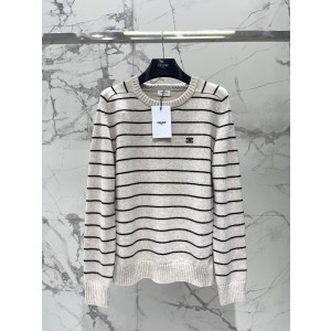 Celine 셀린느 자수 로고 루즈핏 스트라이프 울 니트 의류