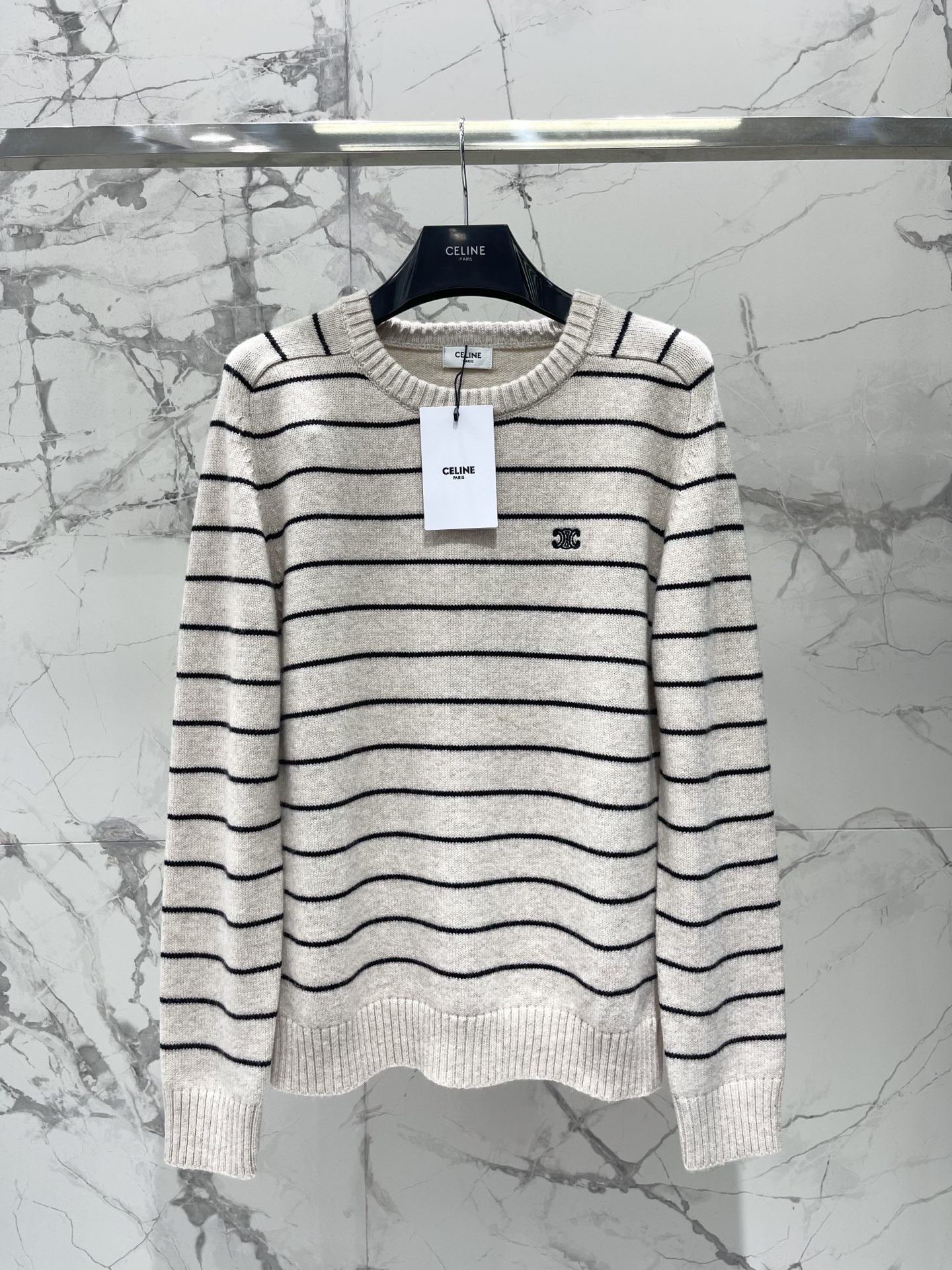 Celine 셀린느 자수 로고 루즈핏 스트라이프 울 니트 의류