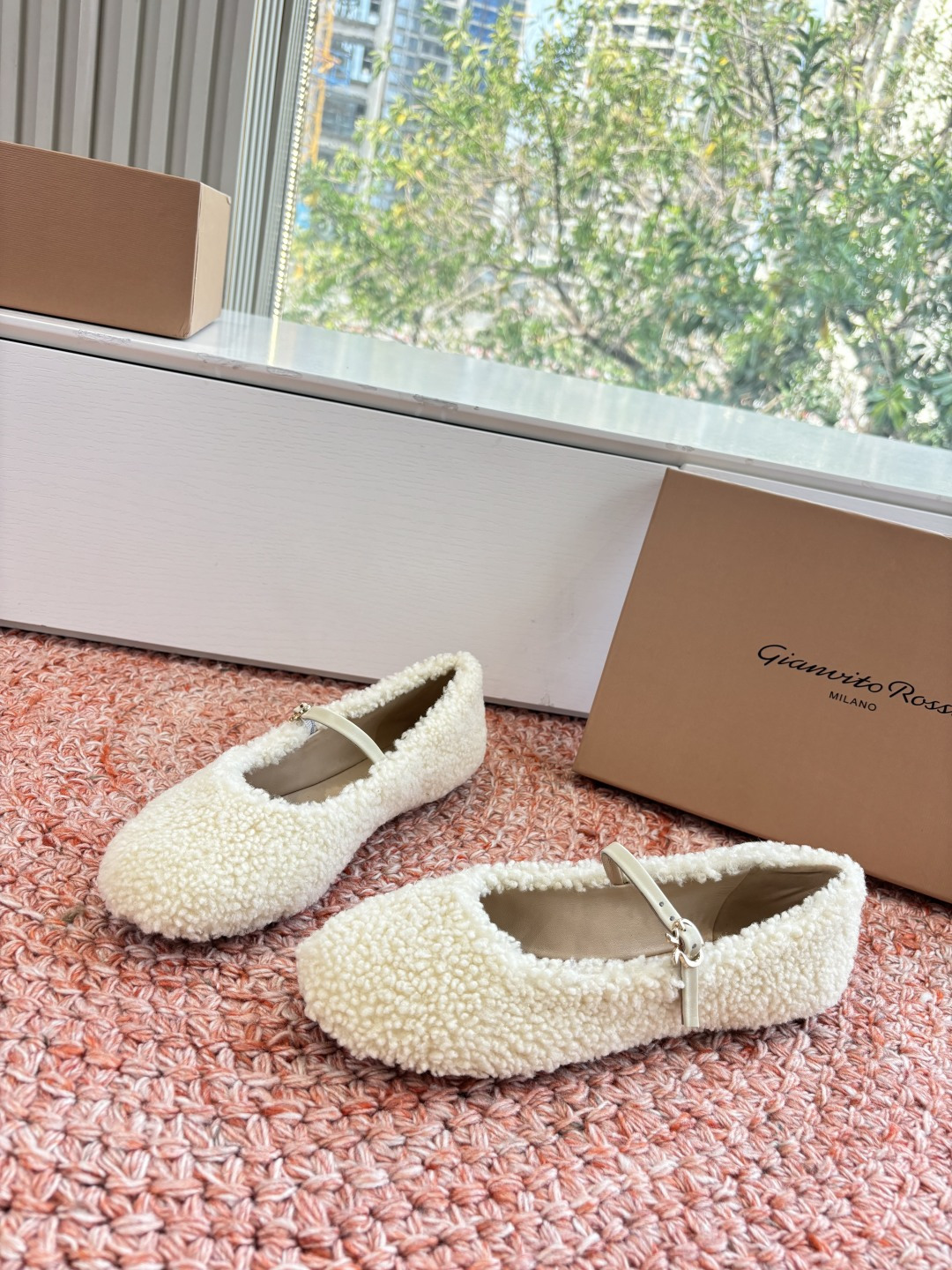 지안비토 로시(Gianvito Rossi) 메라드 컬러 캐시미어 발레리나 로퍼 플랫 슈즈 신발