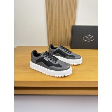 프라다(PRADA) 나파 가죽 & 실크 캔버스 스니커즈 (프리미엄) 신발