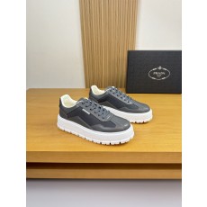 프라다(PRADA) 나파 가죽 & 실크 캔버스 스니커즈 (프리미엄) 신발