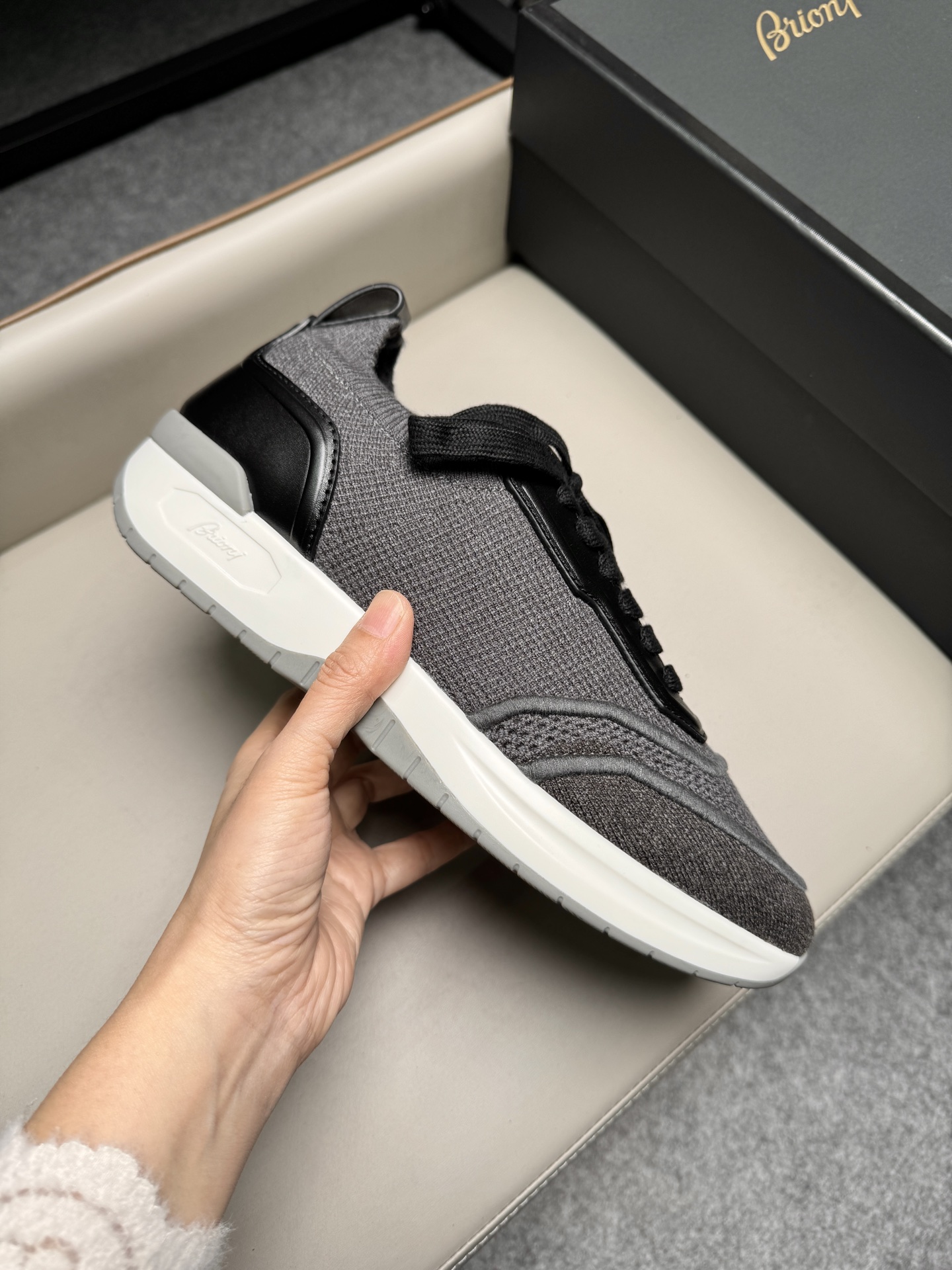 브리오니(Brioni) 캐시미어 울 블렌드 스니커즈 신발