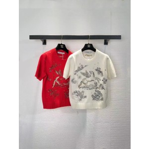 디올(Dior) CD 로고 반팔 니트 티셔츠 의류