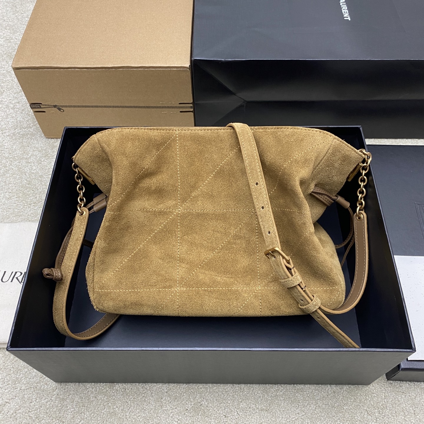 생로랑(YSL) 제이미 4.3 골드 리프 브라운 미니 토트백 숄더백 가방