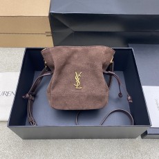 생로랑(YSL) 제이미 4.3 커피 브라운 스웨이드 미니(복주머니) 숄더백 가방