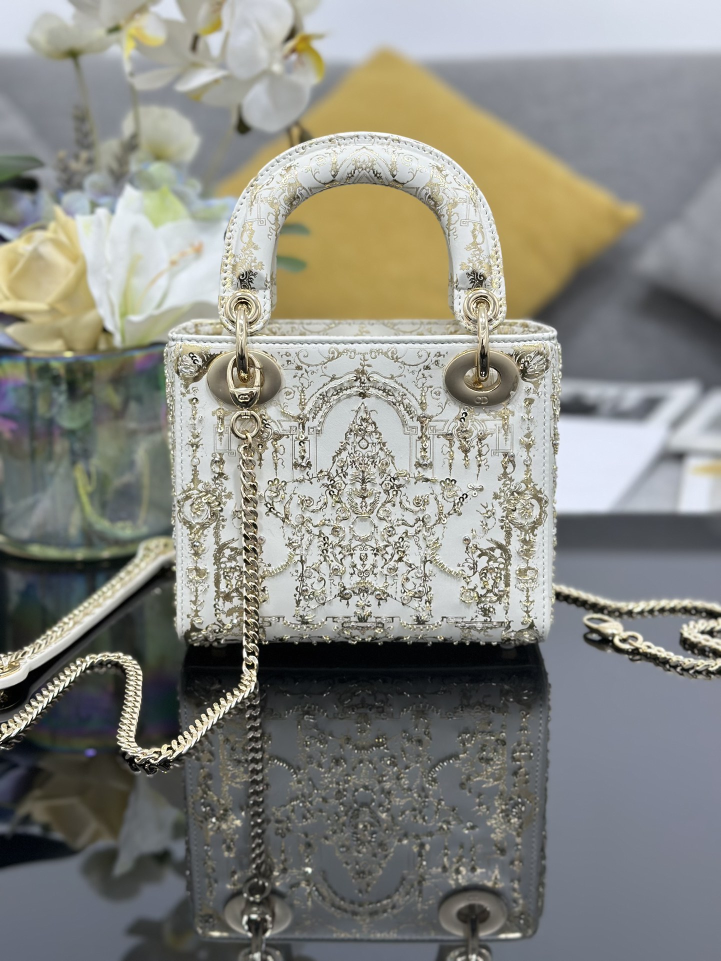 디올(Dior) CD 레이디 디올 3구 럭키스타 주얼 자수 미니백 가방