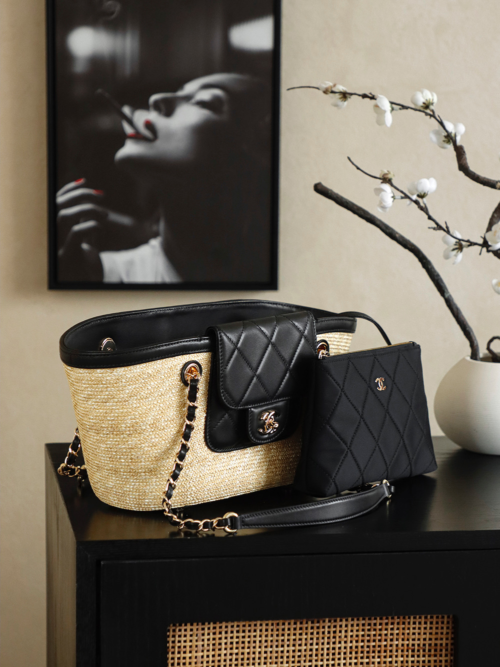 샤넬(Chanel) 26C 라피아 바스켓 토트백 - 스몰 가방