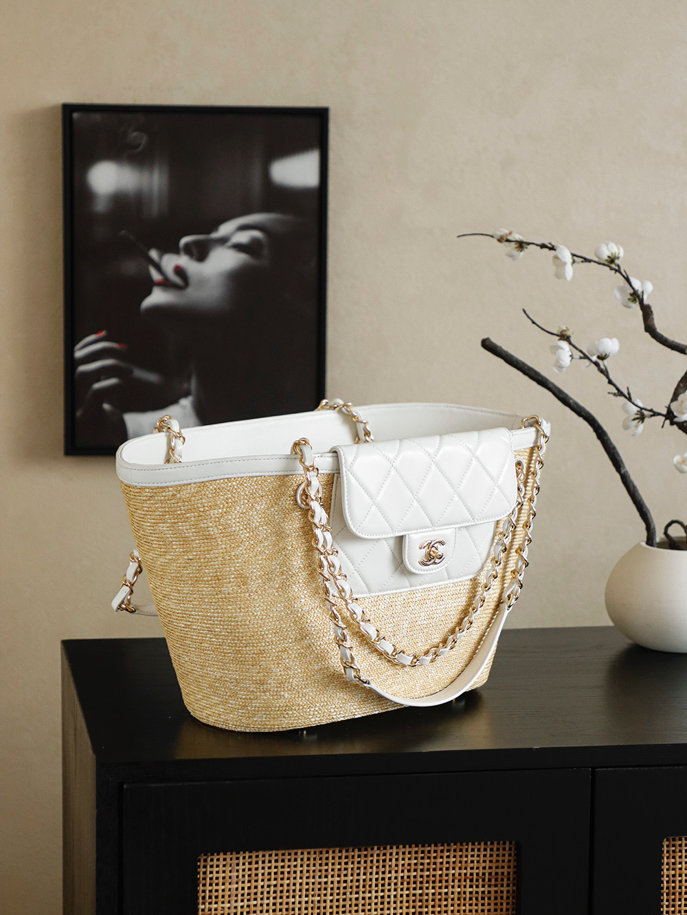 샤넬(Chanel) 26C 라피아 바스켓 토트백 가방 라지