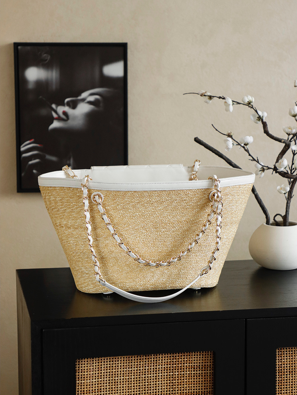 샤넬(Chanel) 26C 라피아 바스켓 토트백 가방 라지