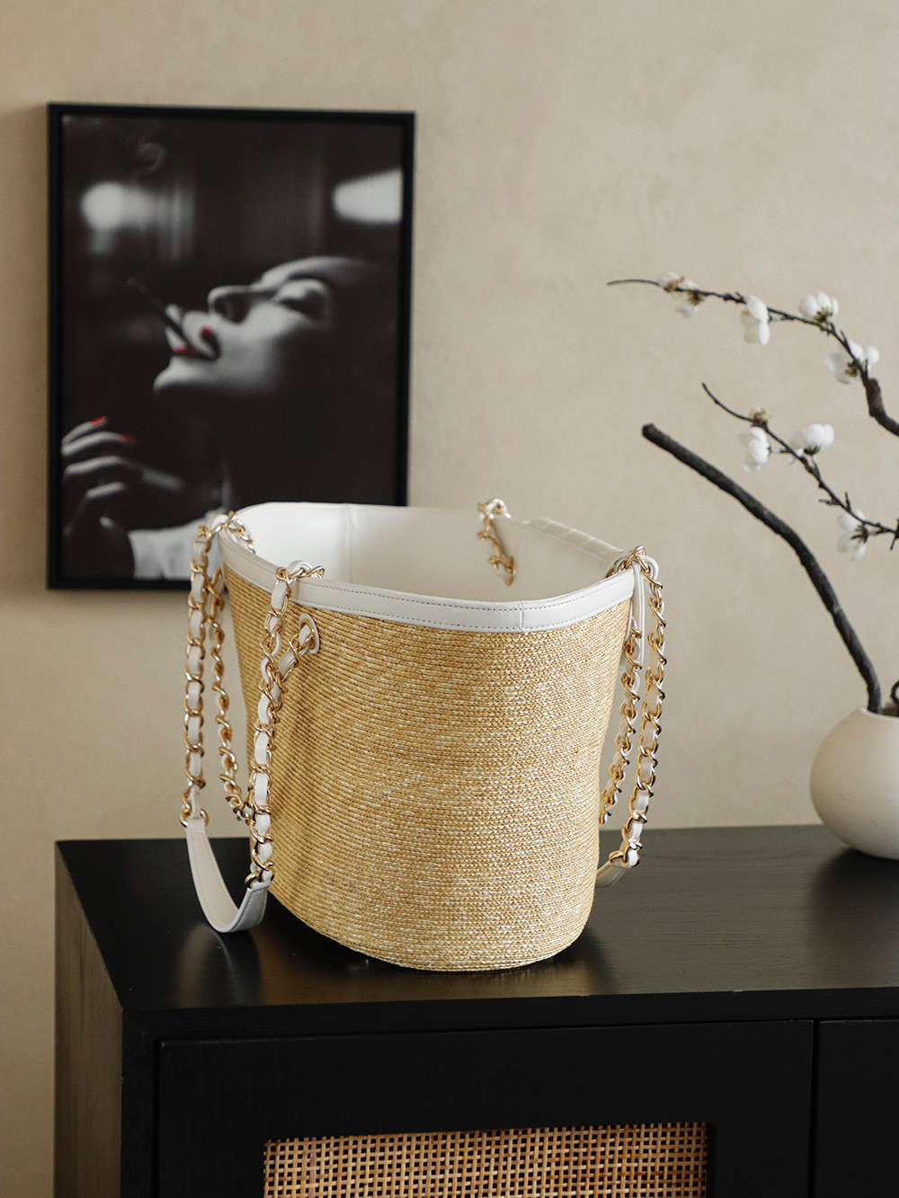 샤넬(Chanel) 26C 라피아 바스켓 토트백 가방 라지