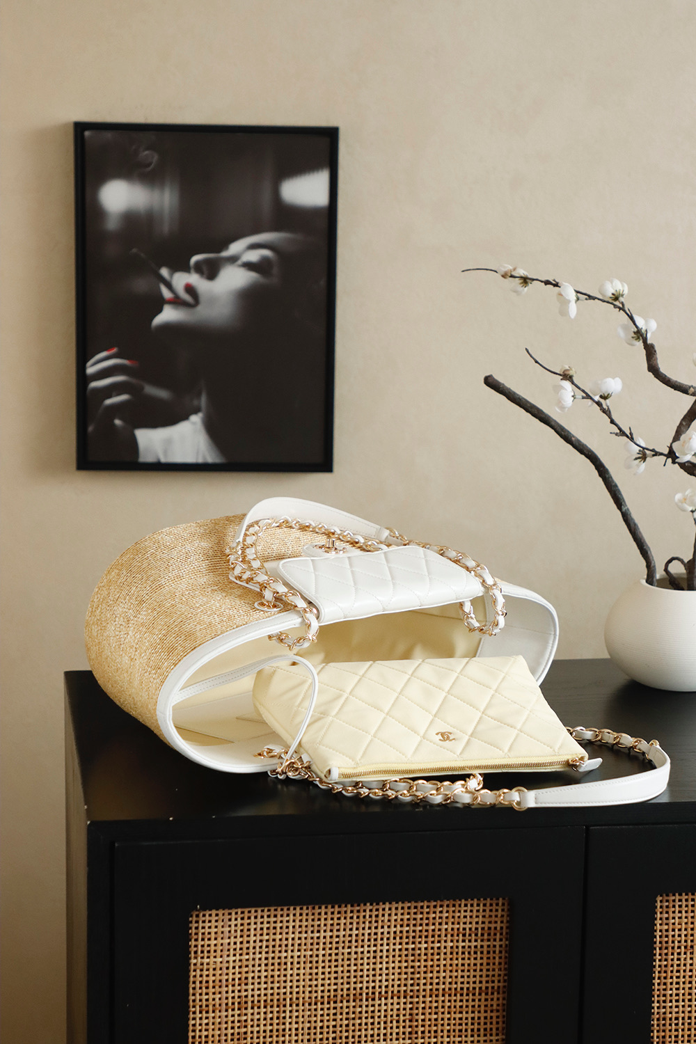 샤넬(Chanel) 26C 라피아 바스켓 토트백 가방 라지