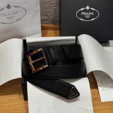 프라다(Prada) 트라이앵글 로고 소가죽 벨트