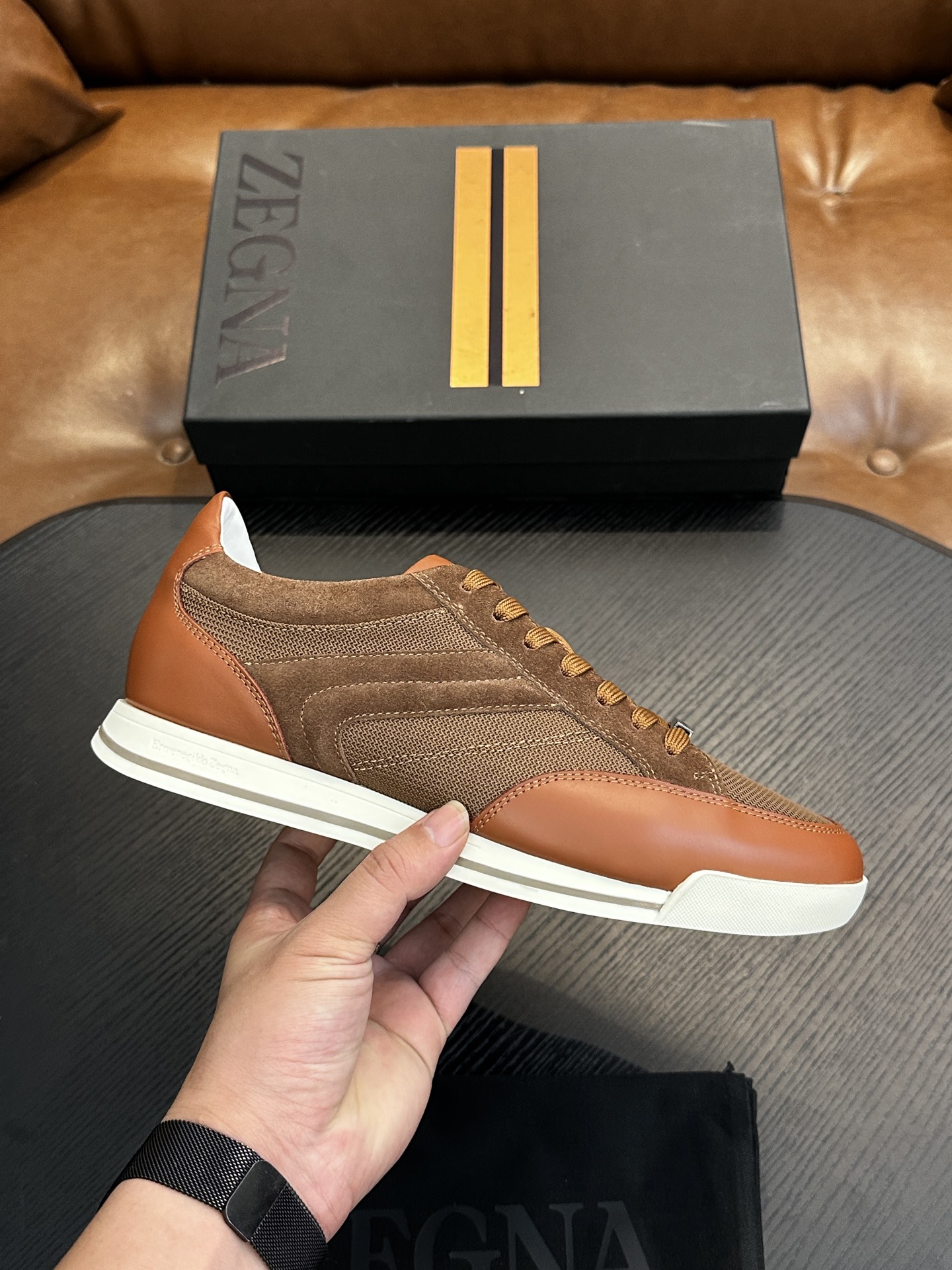 제냐(Zegna) 트리플 스티치 몬테(Monte) 런웨이 스니커즈 신발