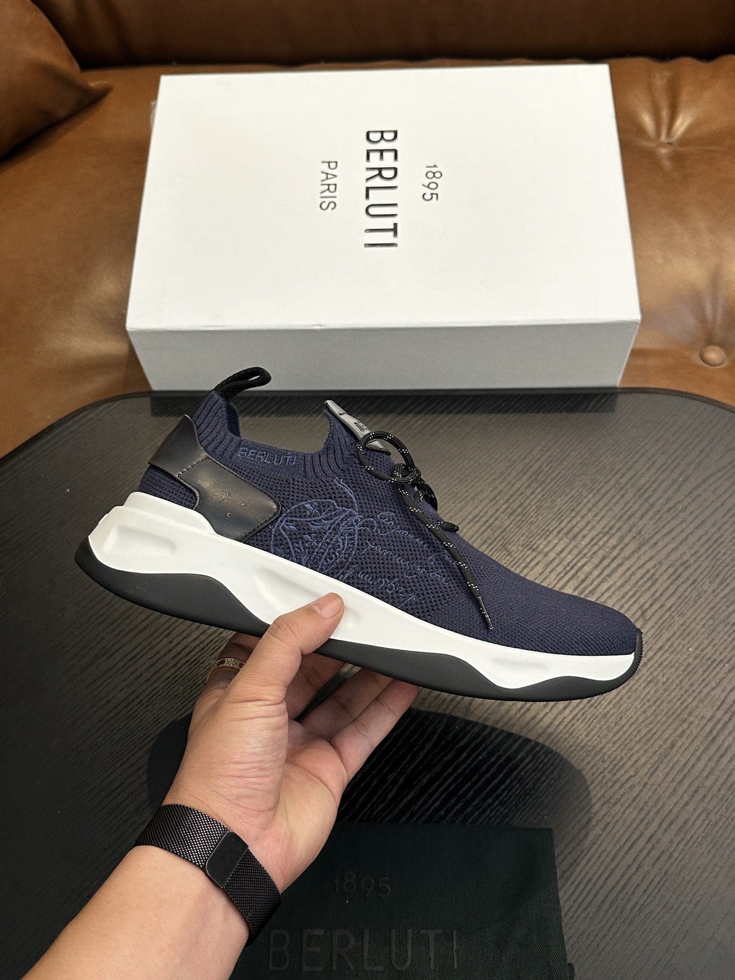 벨루티(Berluti) Shadow 니트 스니커즈 신발