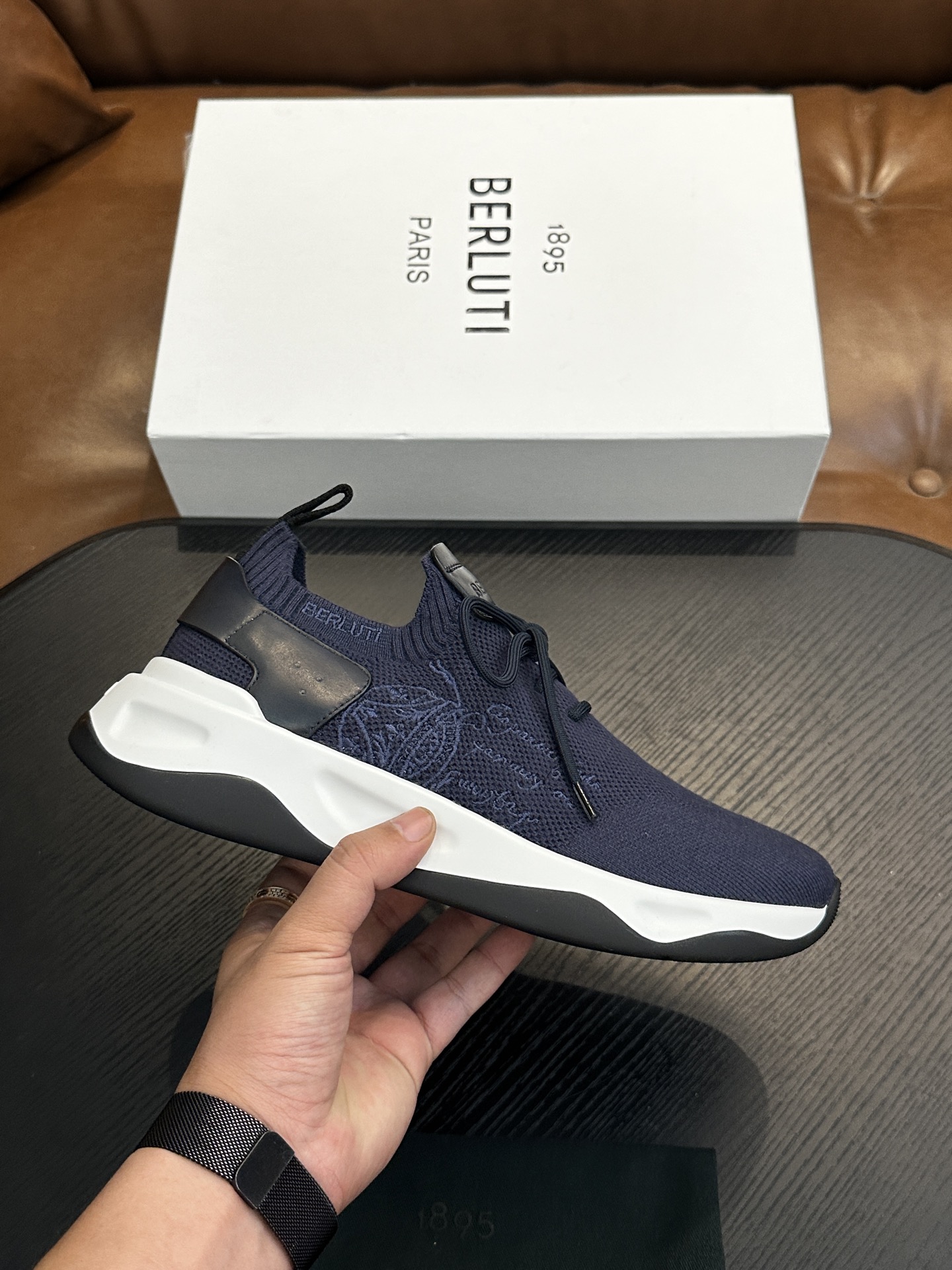 벨루티(Berluti) Shadow 니트 스니커즈 신발