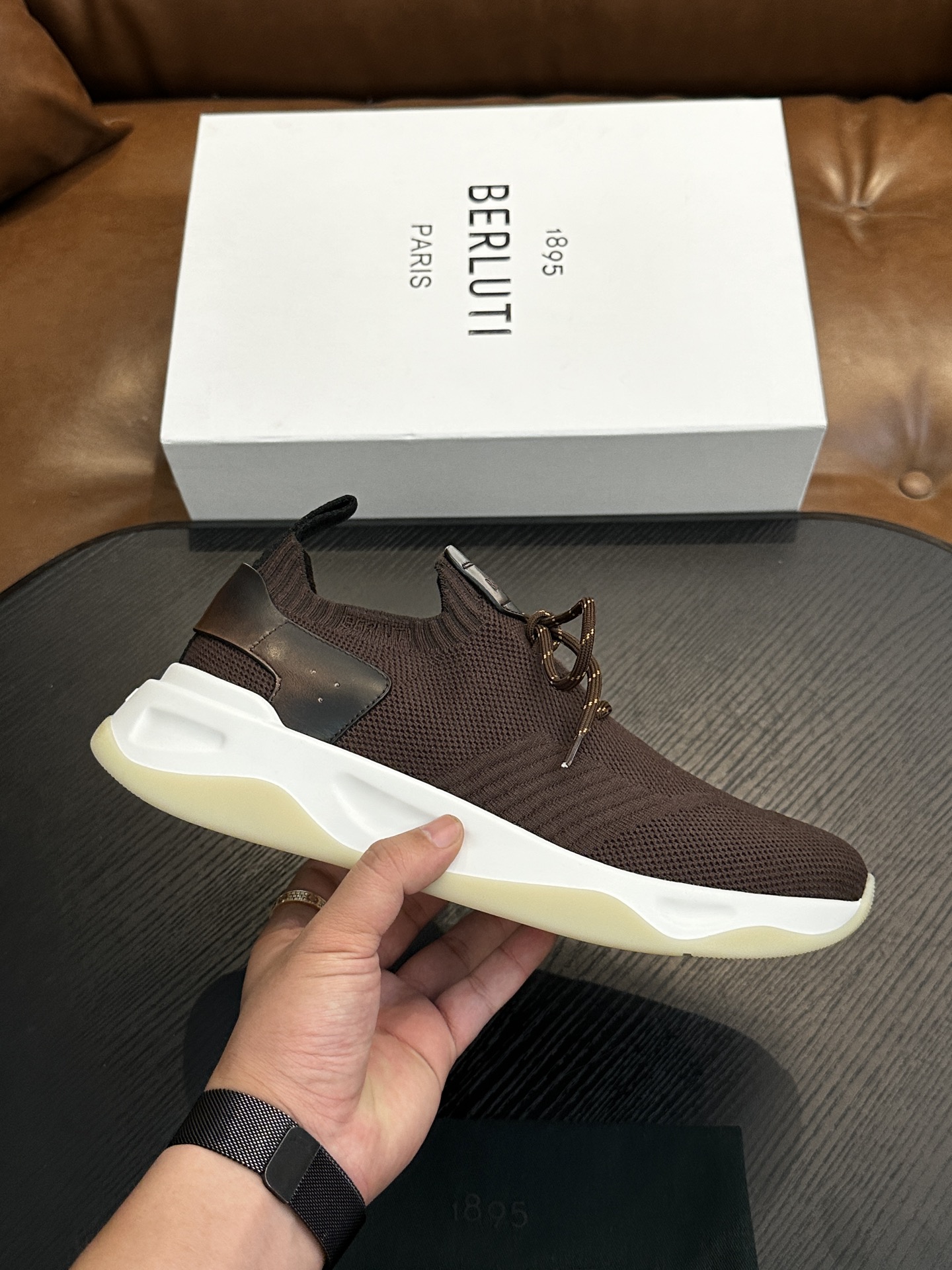 벨루티(Berluti) Shadow 니트 스니커즈 신발