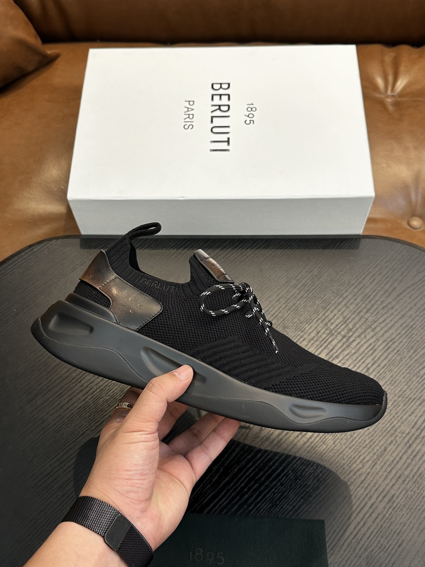 벨루티(Berluti) Shadow 니트 스니커즈 신발