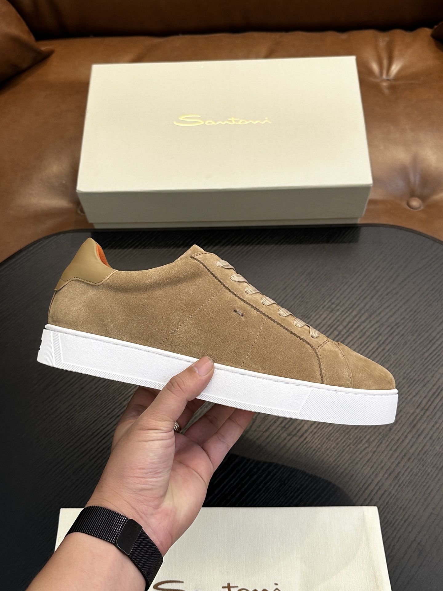 산토니(Santoni) 이탈리아 핸드메이드 그레인 레더 슈즈 스니커즈 신발