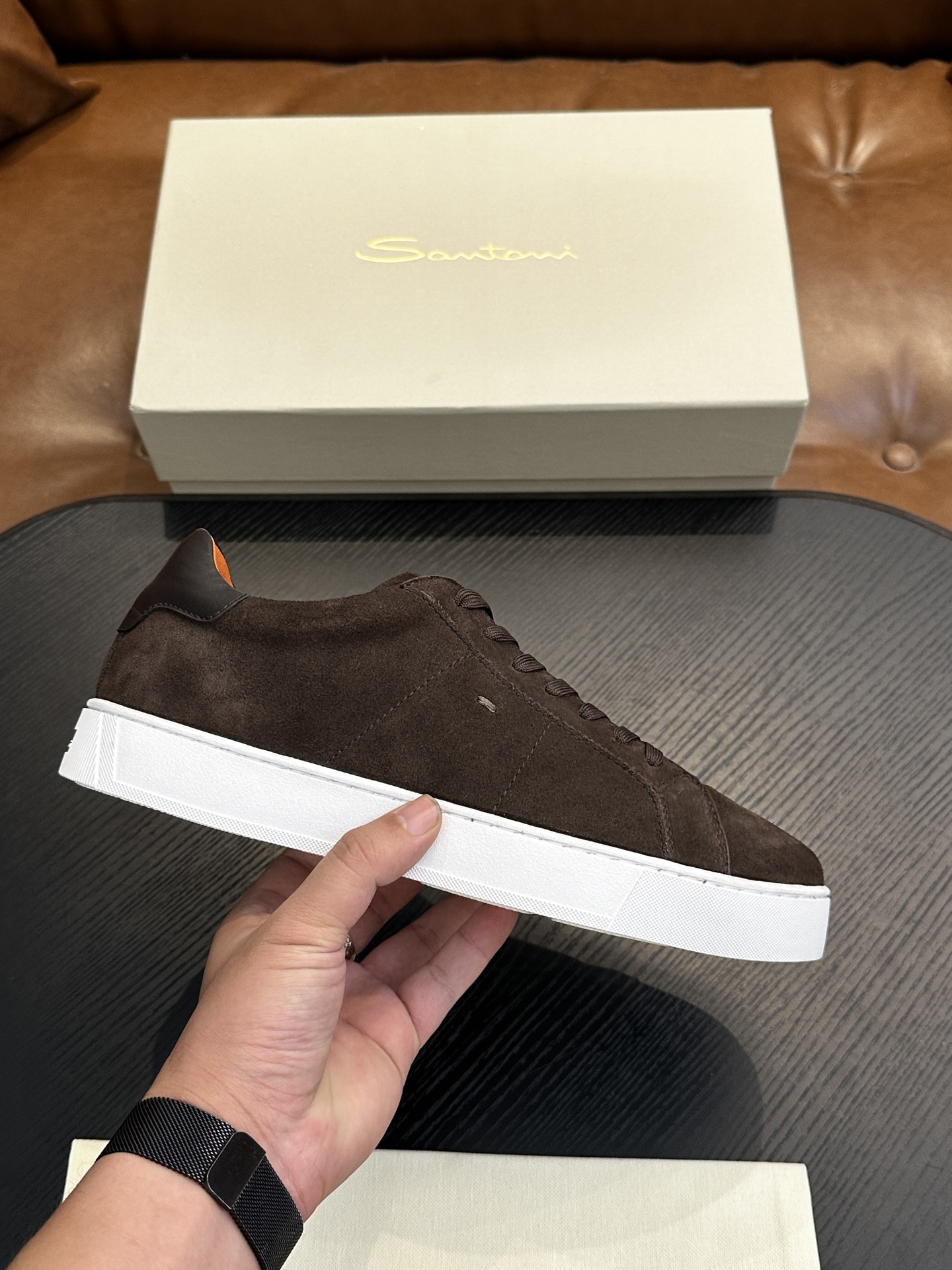 산토니(Santoni) 이탈리아 핸드메이드 그레인 레더 슈즈 스니커즈 신발