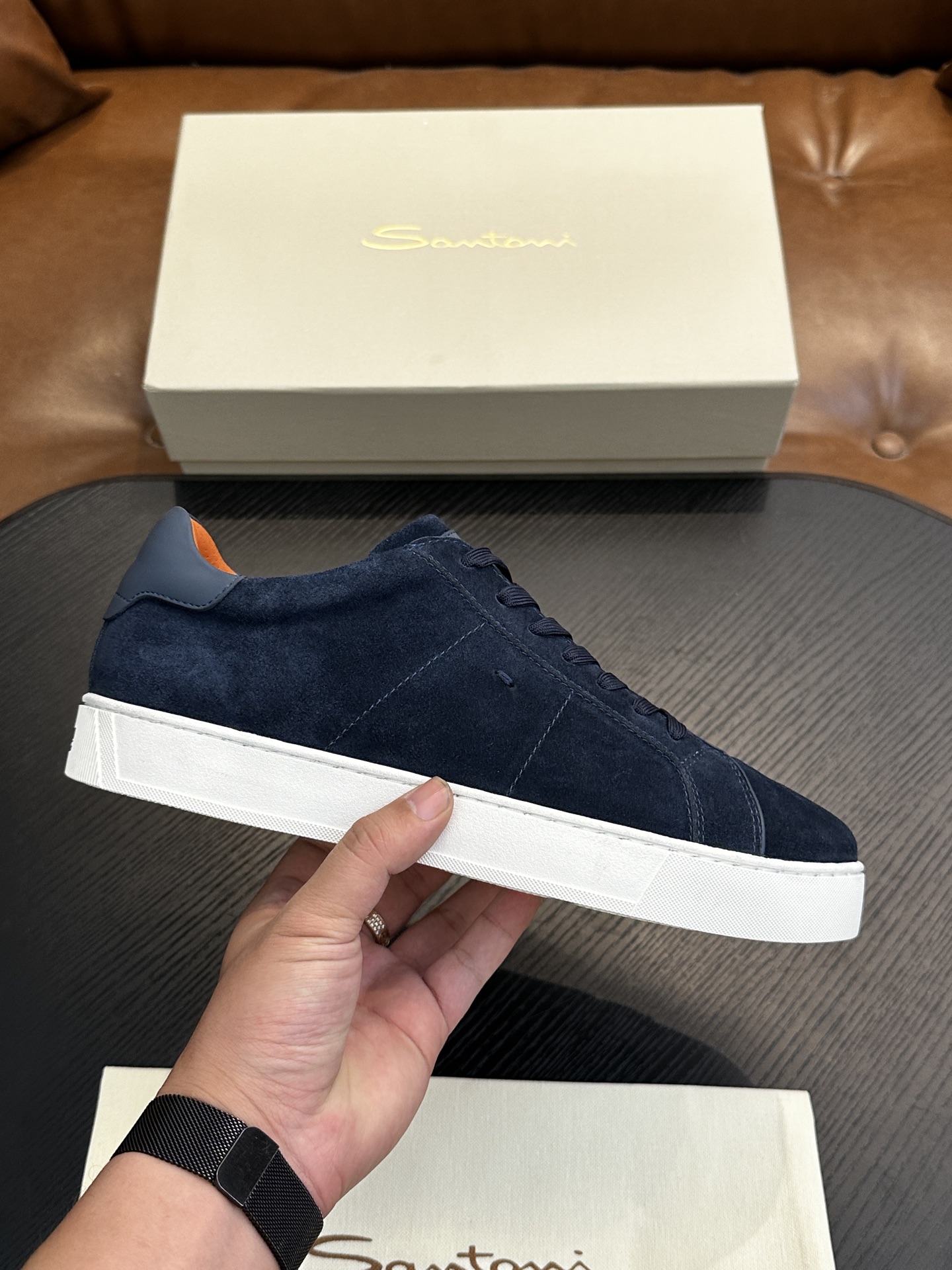 산토니(Santoni) 이탈리아 핸드메이드 그레인 레더 슈즈 스니커즈 신발