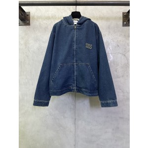 미우미우(MiuMiu) 로고 자수 후드 집업 데님 자켓 재킷 의류