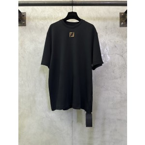 펜디(Fendi) FF 가죽 벨벳 자수 로고 반팔 티셔츠 의류