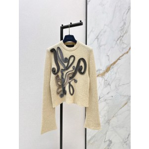 Louis Vuitton LV 루이비통 오트밀 스팽글 리본 모헤어 니트 의류